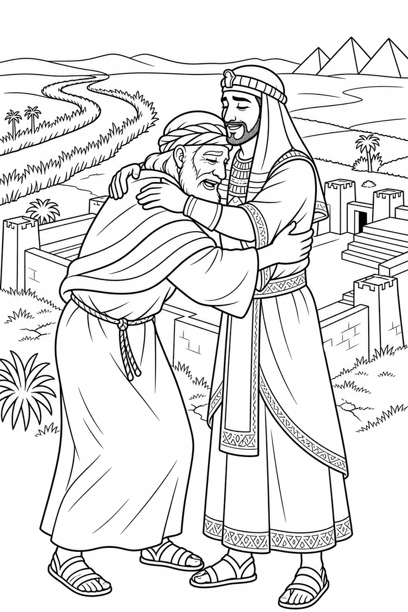 Joseph's Reunion coloring page 3
