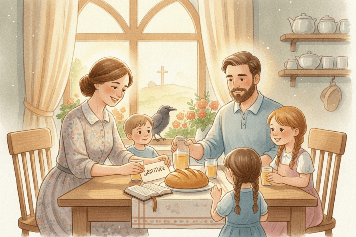 Try This Week: A Daily Ravens Prayer and One Act of Sharing — illustration for BibleHeroes blog