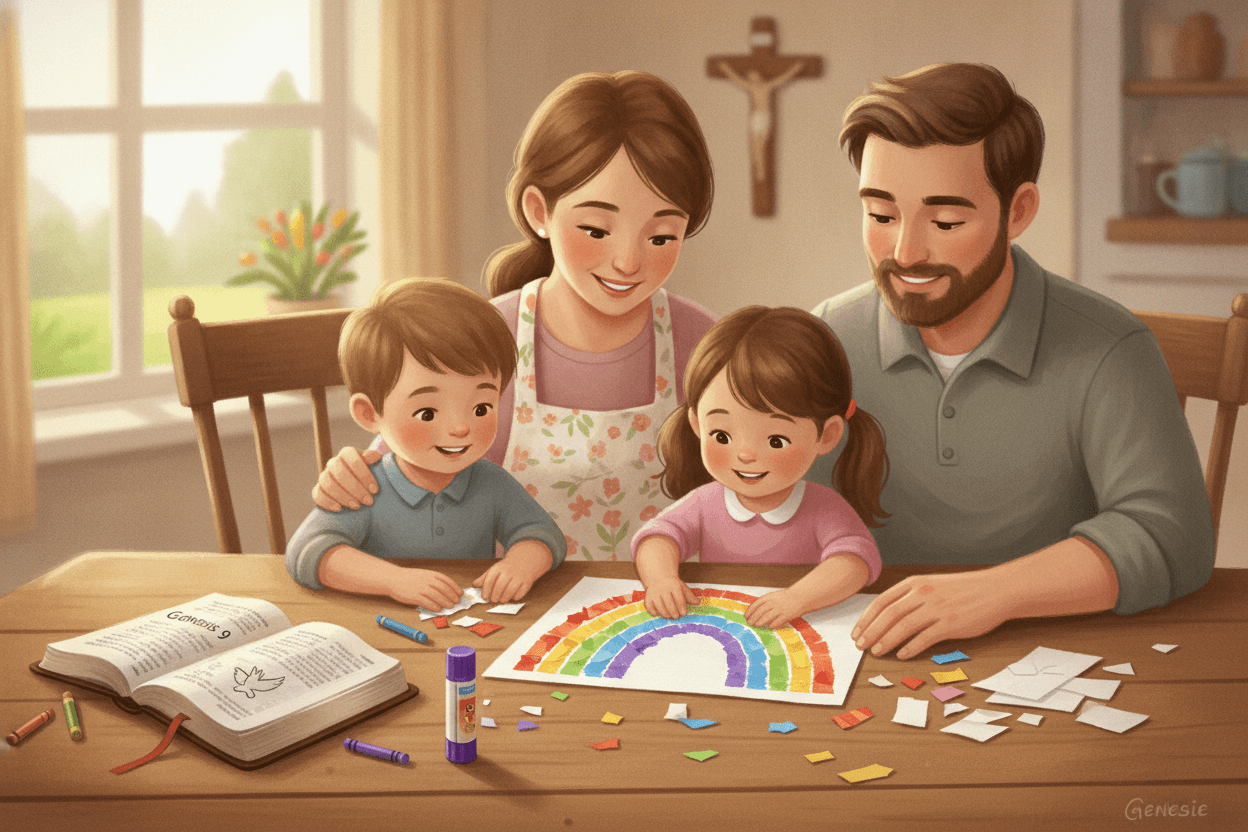 Make a Rainbow Promise Craft — illustration for BibleHeroes blog