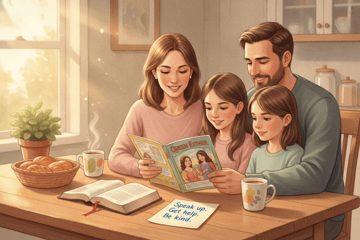 This Week: Practice One Esther Moment at Home — illustration for BibleHeroes blog