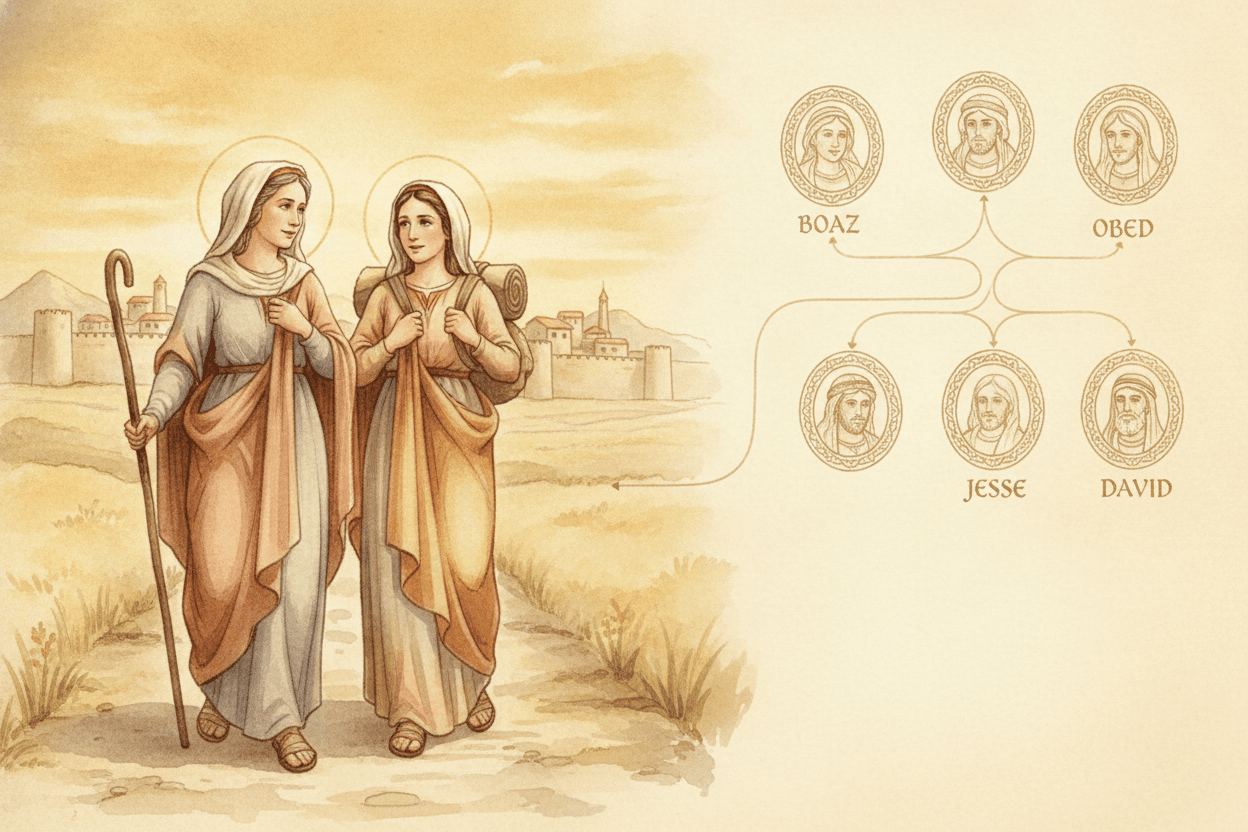The Name That Should Make Us Stop: Ruth — illustration for BibleHeroes blog