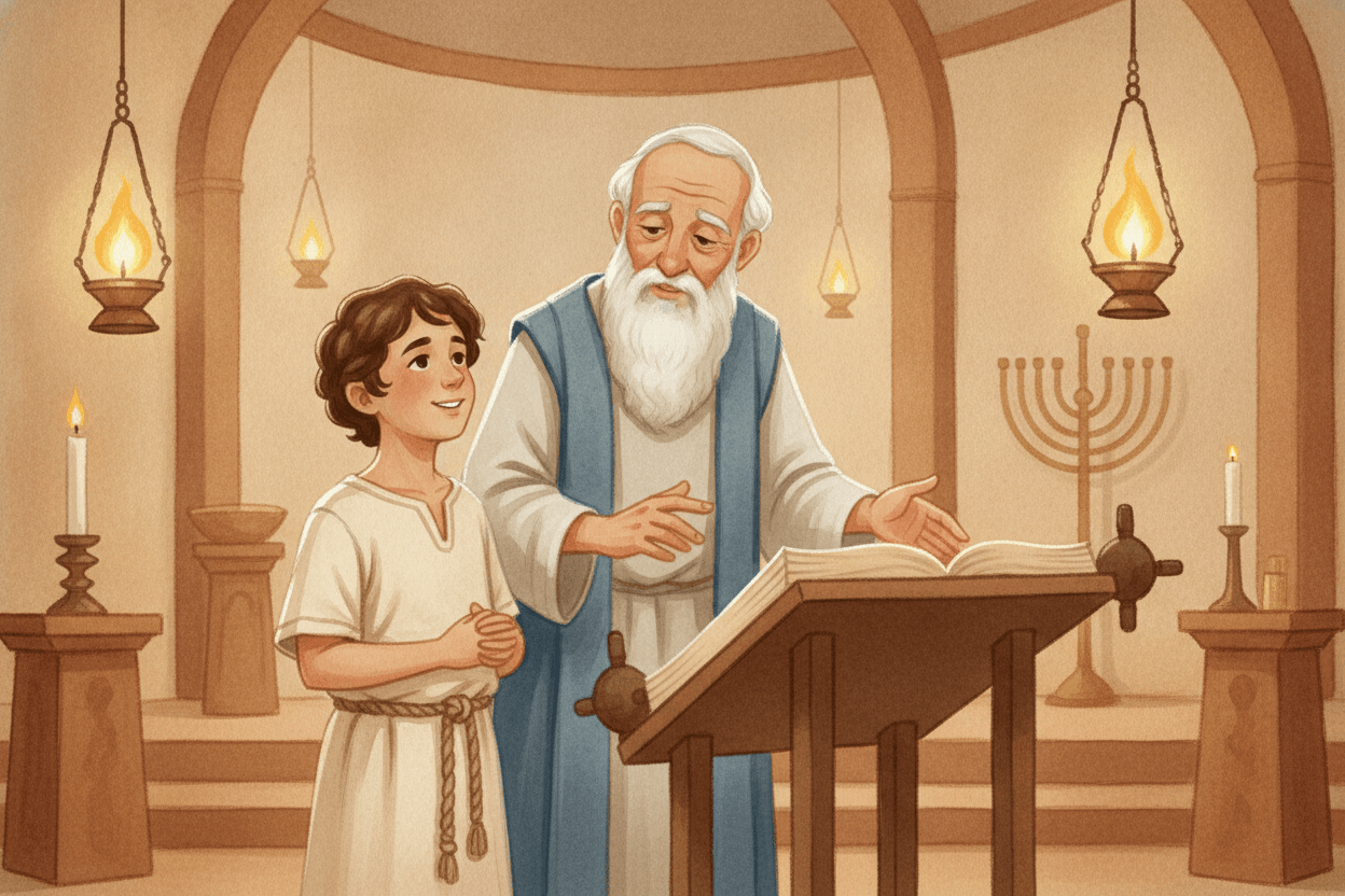 Begin With Samuel: A Child Learns From a Wise Adult — illustration for BibleHeroes blog