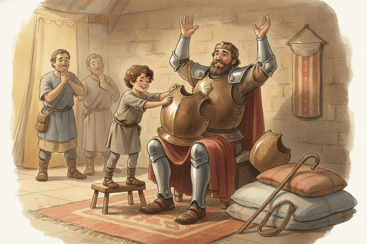 Night 3: Take Off the Wrong Armor — illustration for BibleHeroes blog