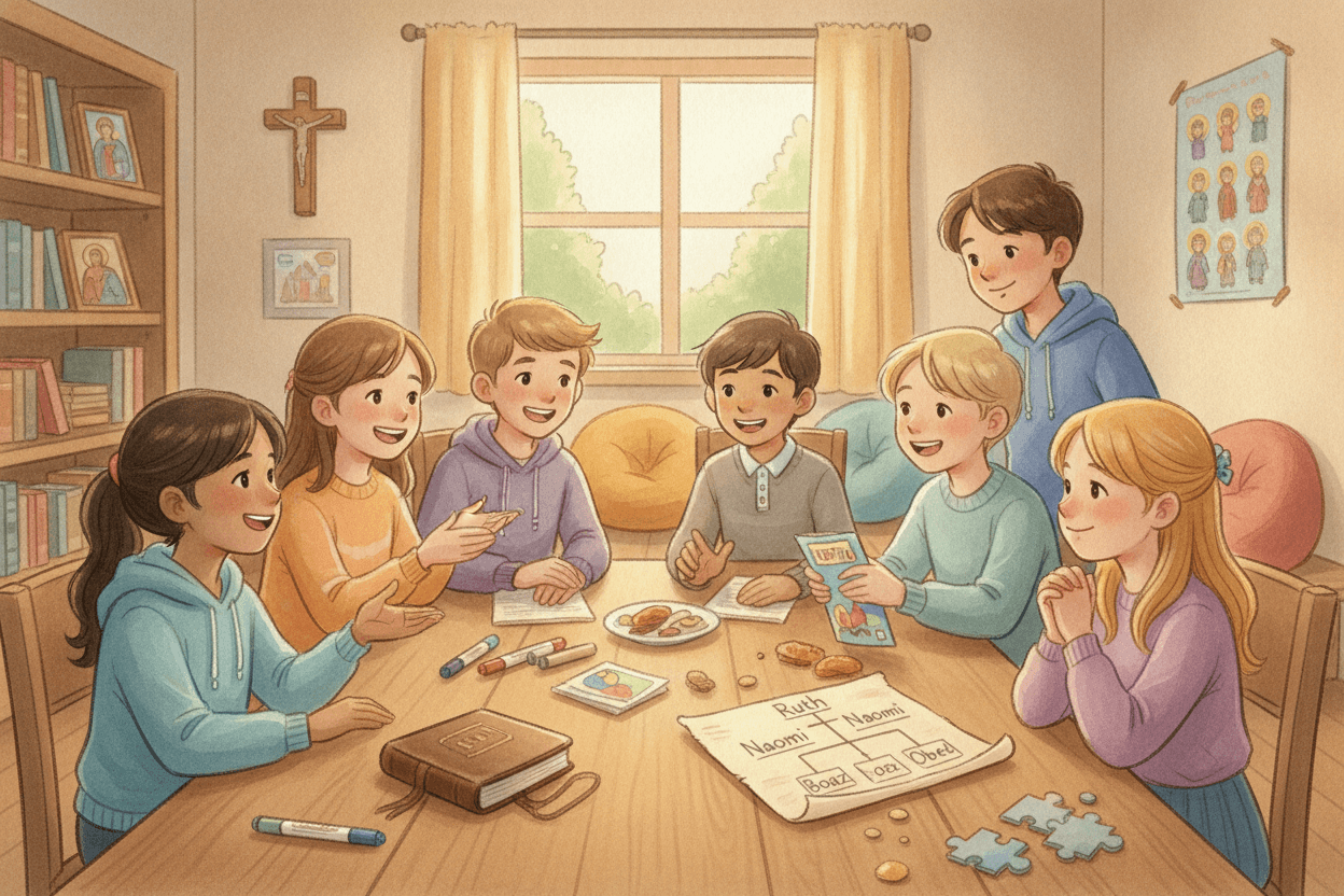 What Ruth Teaches Kids About Belonging — illustration for BibleHeroes blog