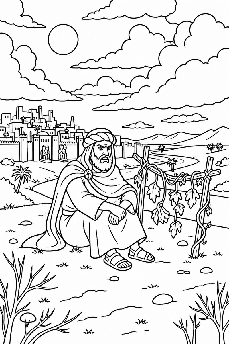 Jonah and the Fish coloring page 3