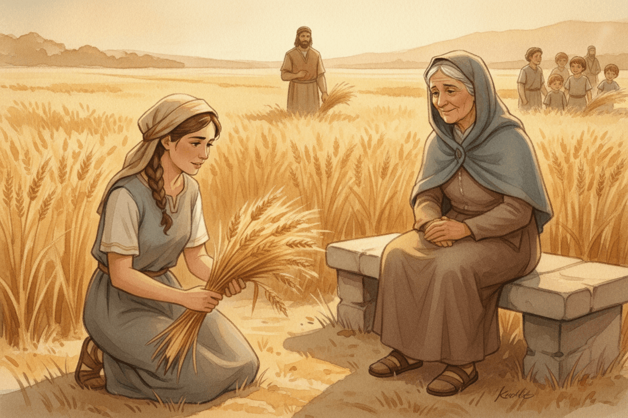 Ruth’s Small, Loyal Choices Became Part of a Big Story — illustration for BibleHeroes blog