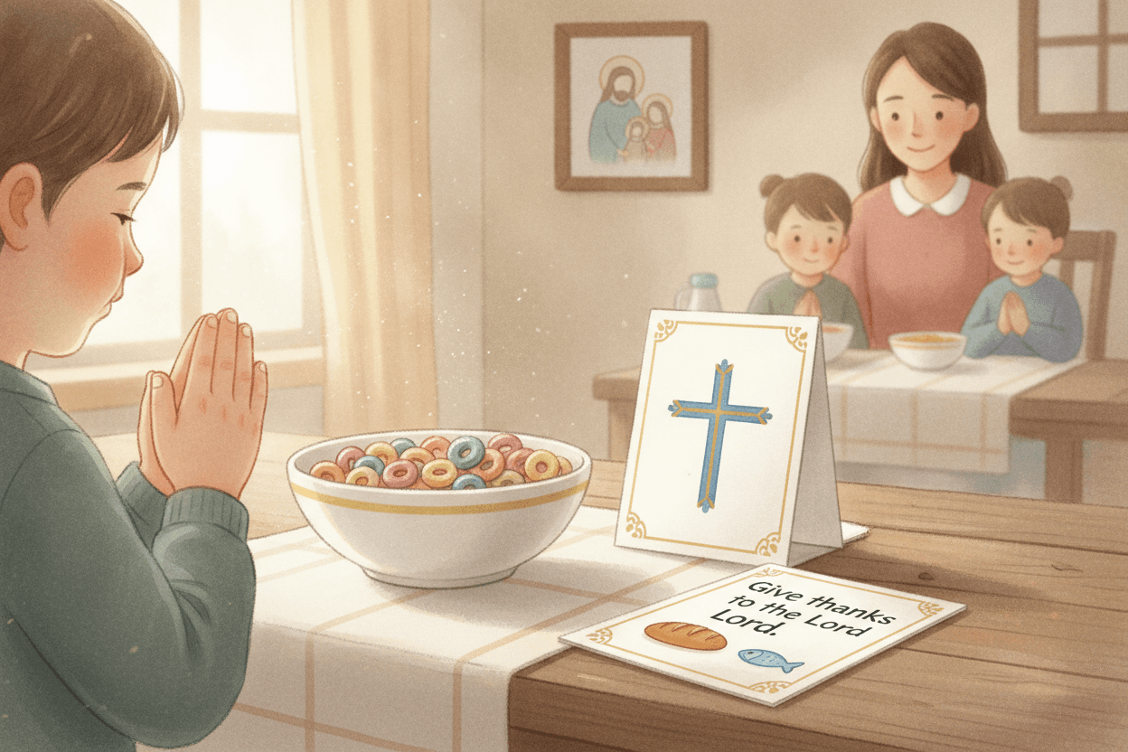 Build a Catholic Morning Prayer With Three Simple Parts — illustration for BibleHeroes blog