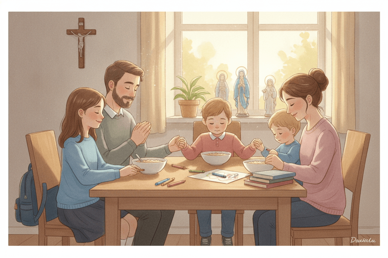 Make “Our Father” Real at the Kitchen Table — illustration for BibleHeroes blog