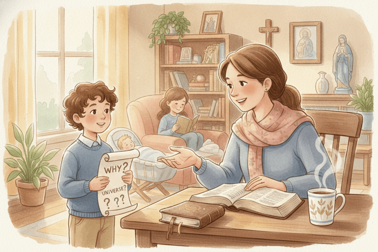 Use Simple Answers for the Questions That Can Spiral — illustration for BibleHeroes blog