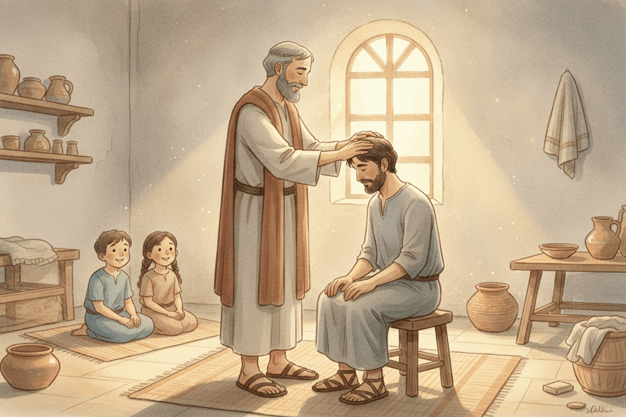 The Blindness and the Scales Teach What Conversion Is — illustration for BibleHeroes blog