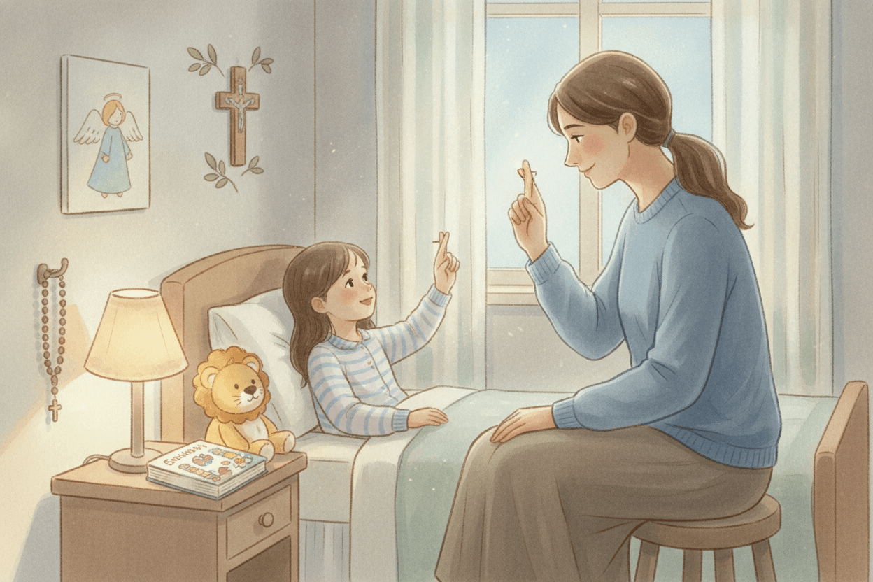 Bedtime Prayer: Gratitude, Mercy, and Intercession — illustration for BibleHeroes blog