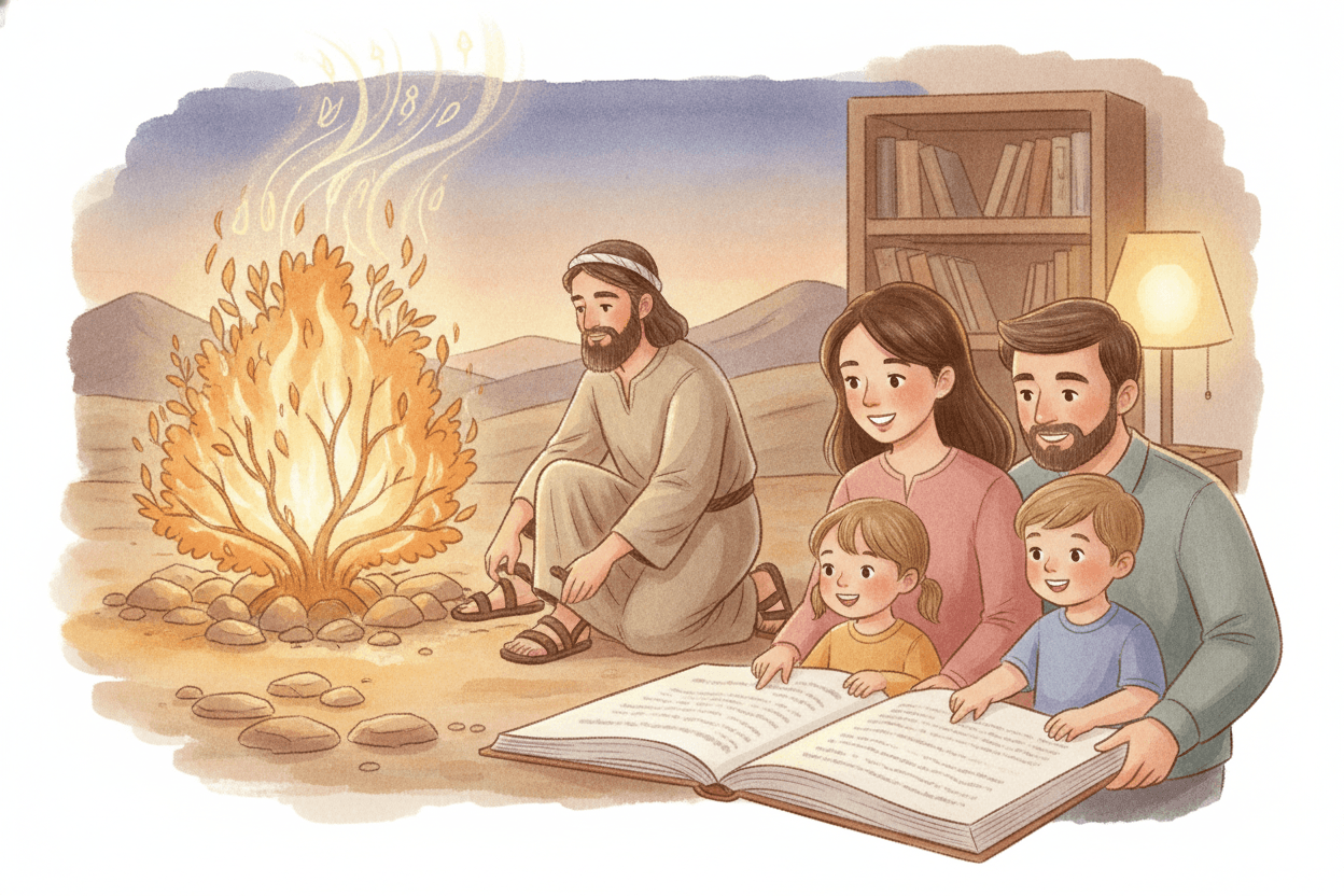 Tell the Burning Bush Story With Awe and Reverence — illustration for BibleHeroes blog