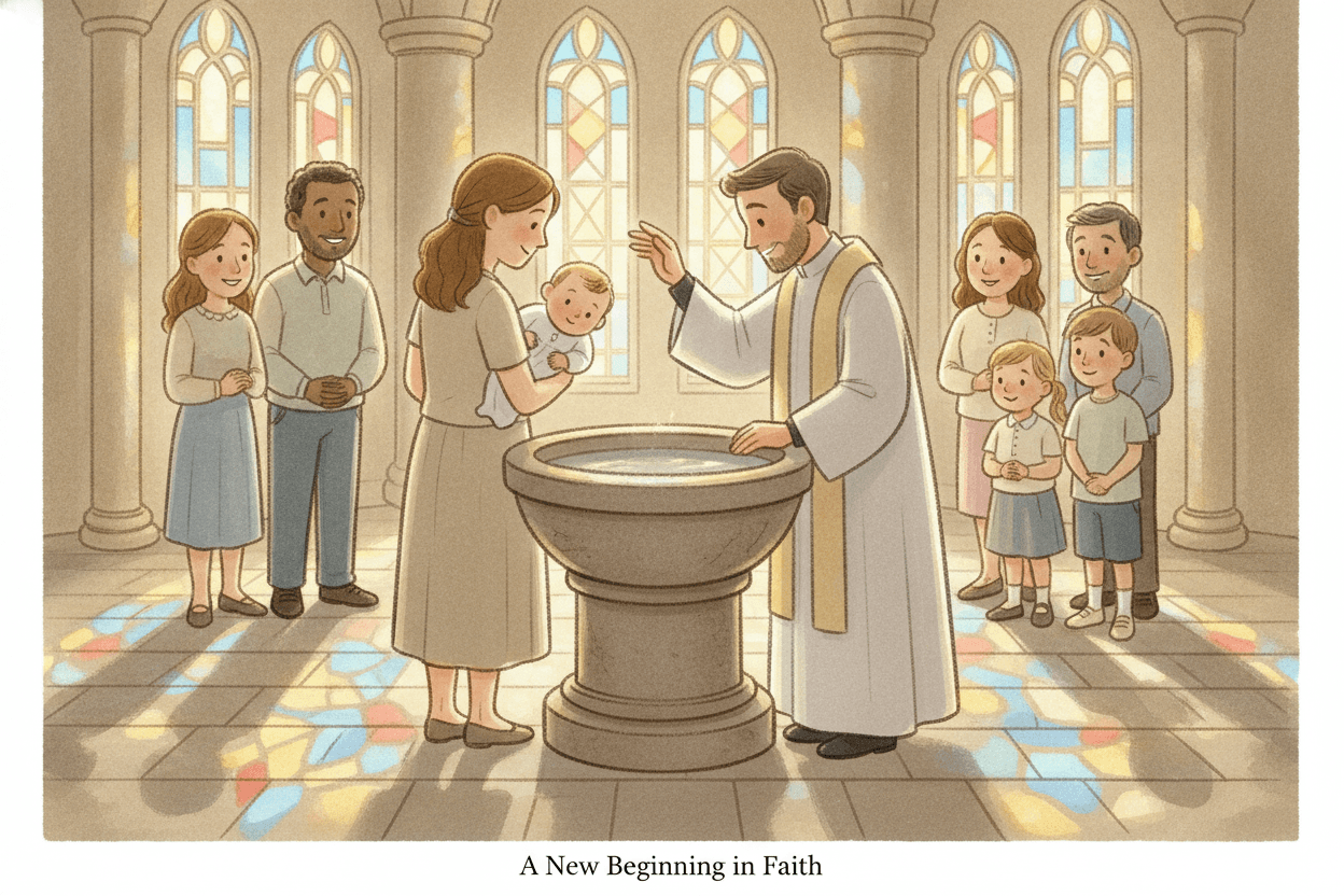 Connect the Sign to Baptism and Belonging to Christ — illustration for BibleHeroes blog