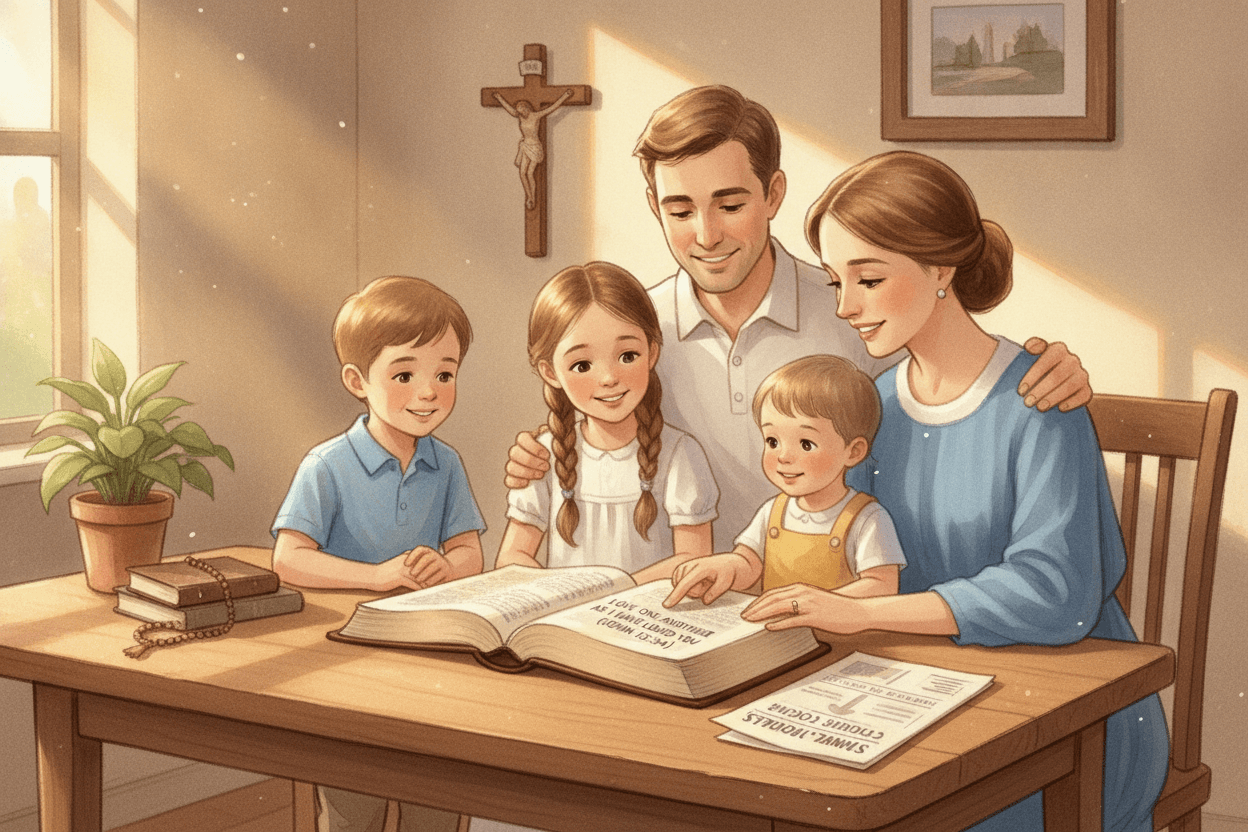 Days 6–7: Practice Together and Bring It to Sunday — illustration for BibleHeroes blog