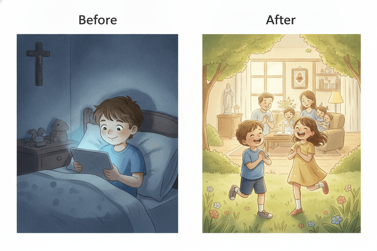 Begin With What Screens May Be Replacing — illustration for BibleHeroes blog