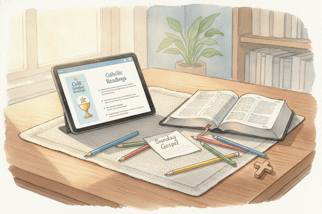 Start With the Sunday Gospel, Not a Big Lesson Plan — illustration for BibleHeroes blog