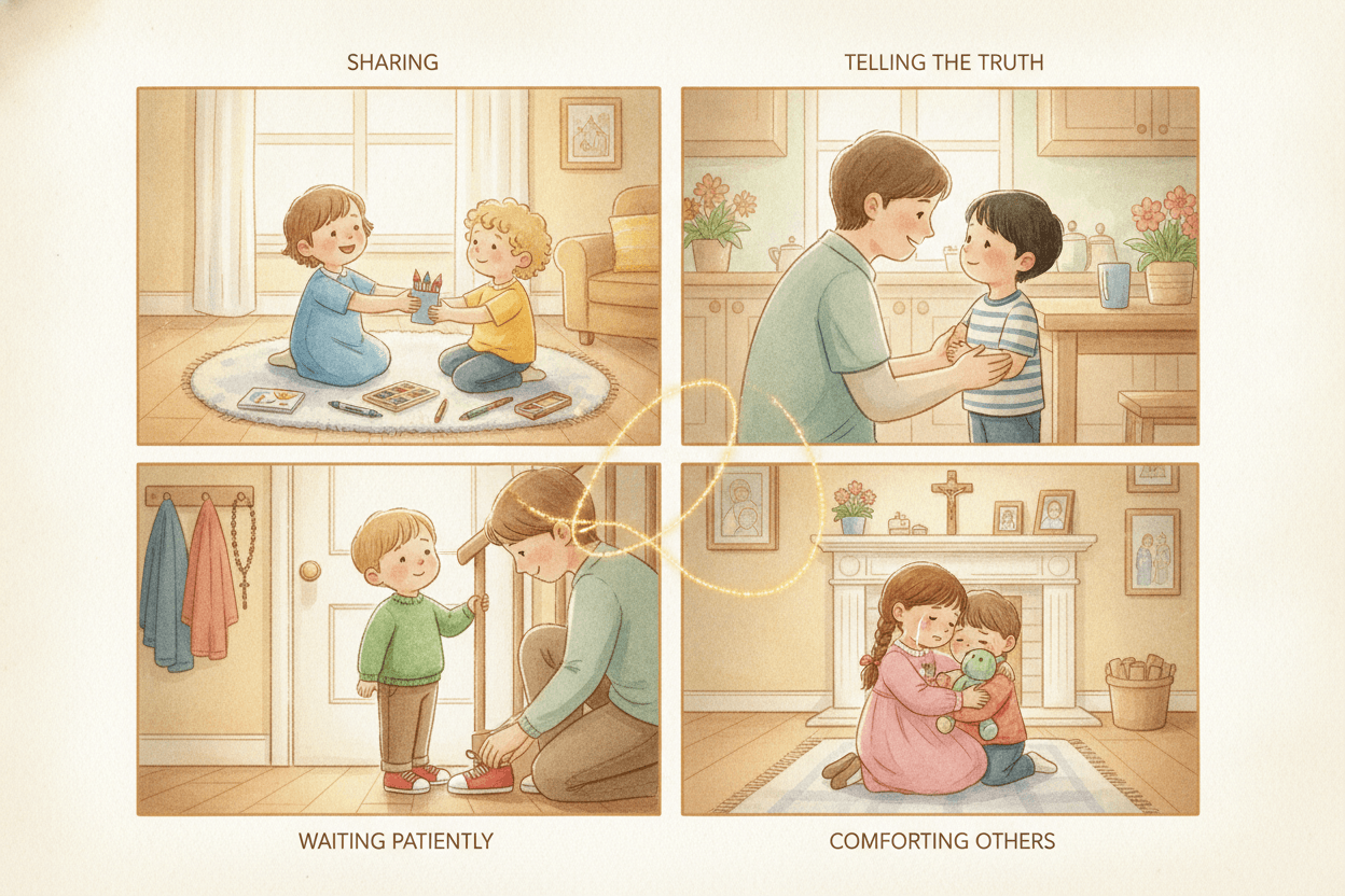 Use Small Daily Moments to Grow Big Virtues — illustration for BibleHeroes blog