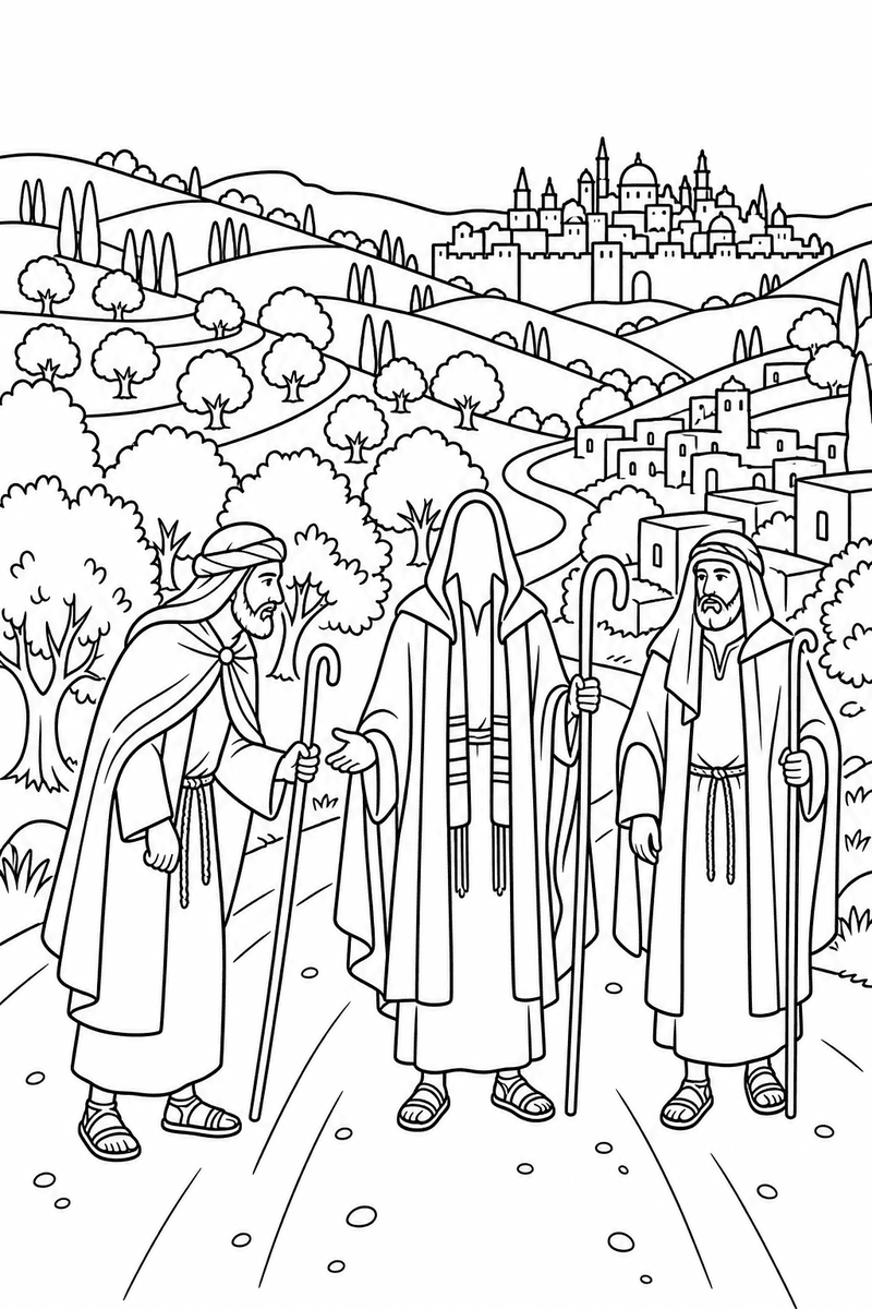 The Road to Emmaus coloring page 2