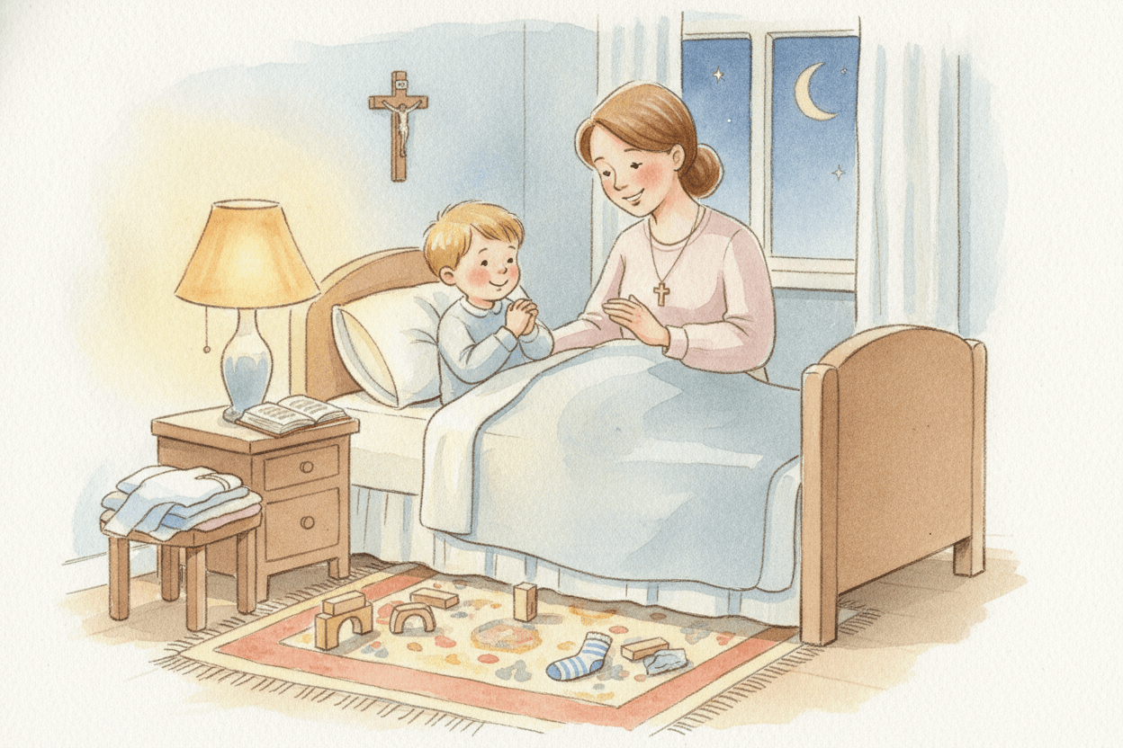 Why bedtime is a good place to begin — illustration for BibleHeroes blog
