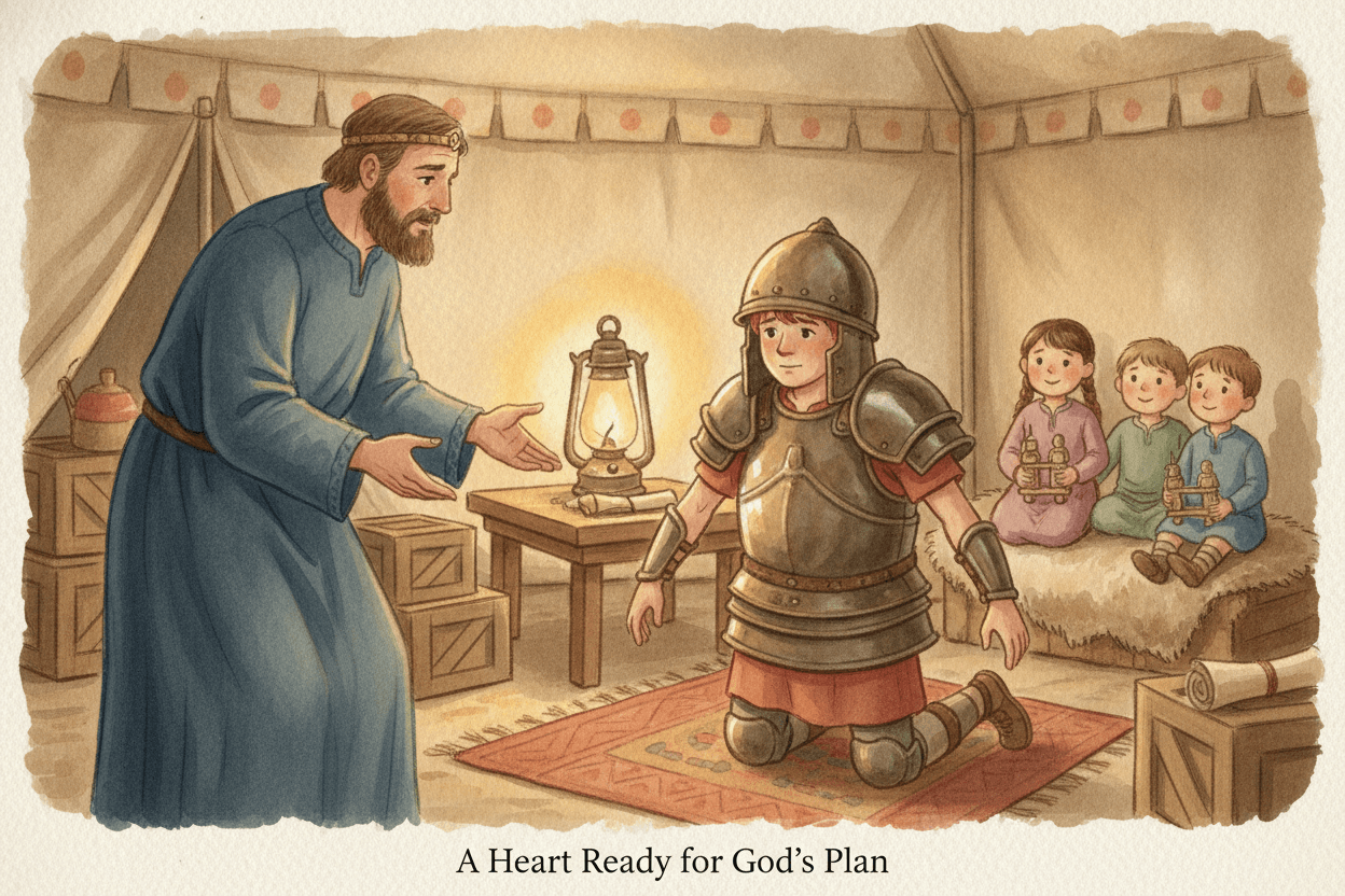 The Quiet Courage Behind David's Refusal — illustration for BibleHeroes blog