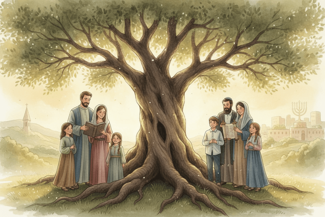A Catholic Perspective: Rooted in Israel, Centered on Christ — illustration for BibleHeroes blog