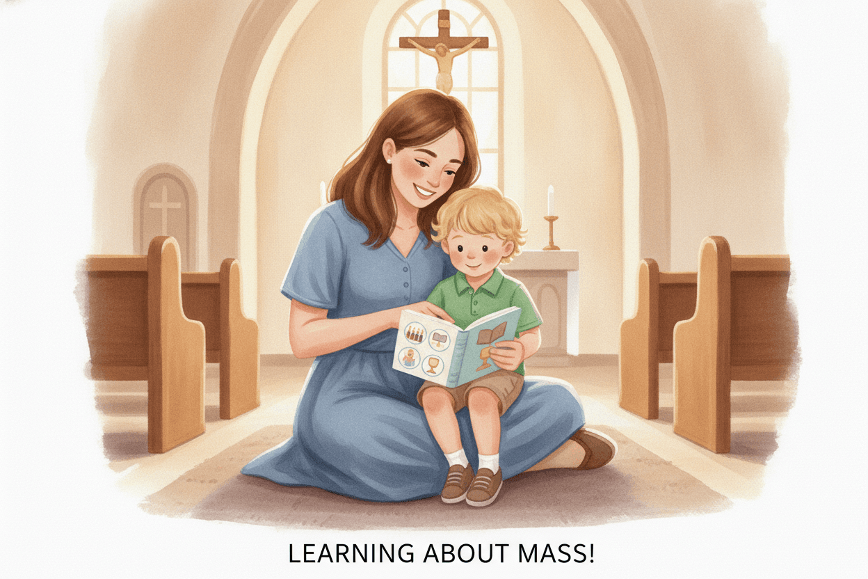 Teach the Mass in Small, Repeatable Pieces — illustration for BibleHeroes blog