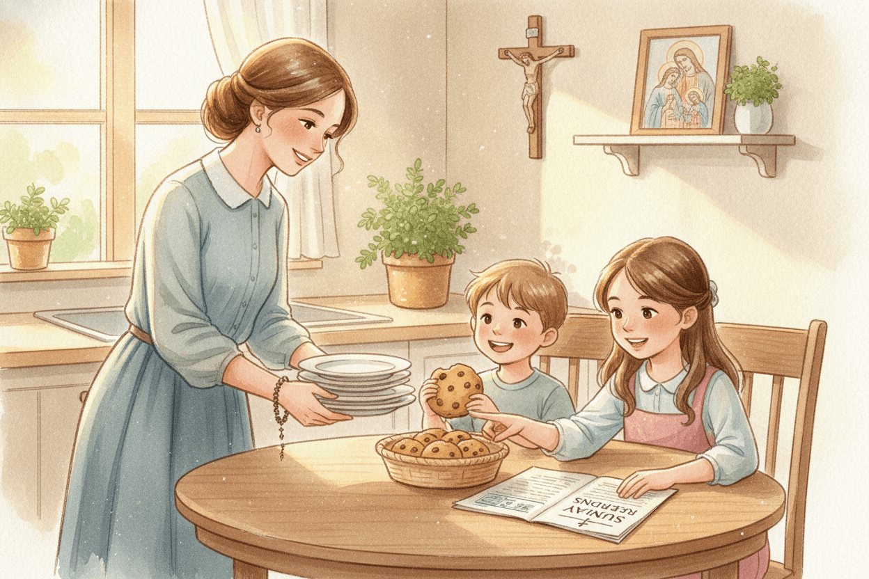 When the Homily Gets Lost Between Mass and Lunch — illustration for BibleHeroes blog