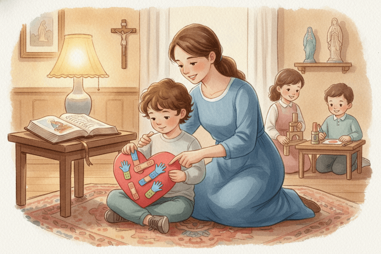 A Mercy Heart Craft: Love Moves Toward Hurt — illustration for BibleHeroes blog