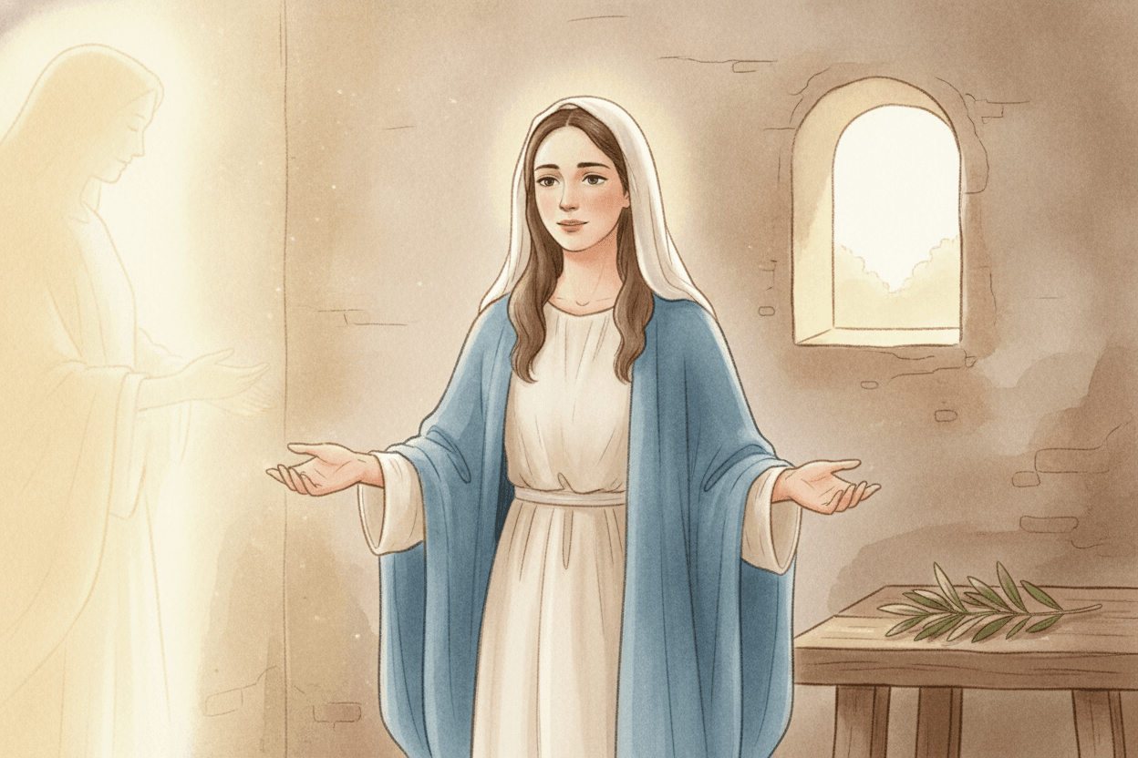 Mary’s Yes Was Brave, Simple, and World-Changing — illustration for BibleHeroes blog