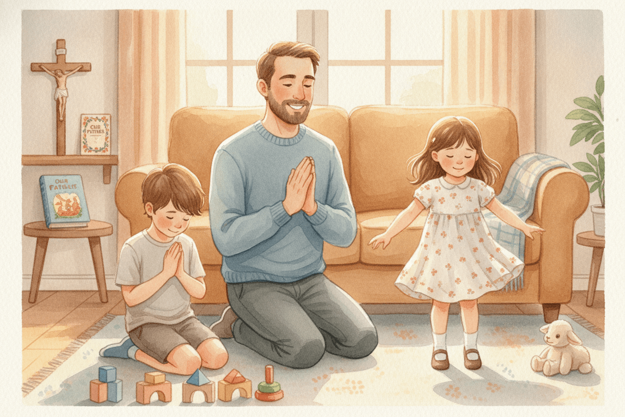 Stop Measuring Prayer by How Still Everyone Is — illustration for BibleHeroes blog