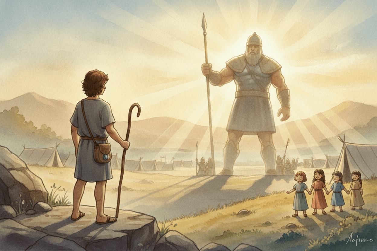 Night 1: Name the Giant — illustration for BibleHeroes blog