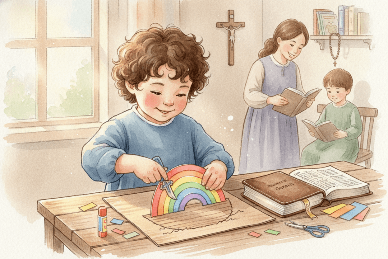 A Rainbow Covenant Craft: God Keeps His Promises — illustration for BibleHeroes blog