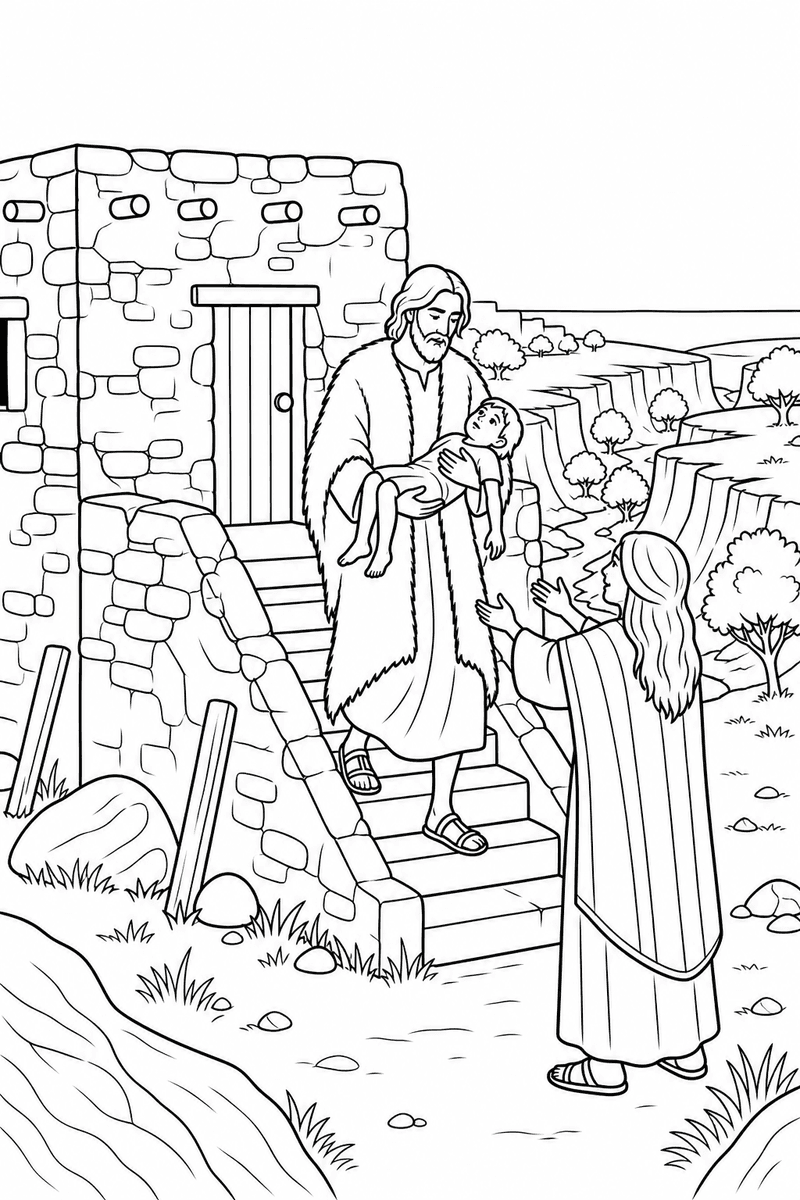 Elijah and the Ravens coloring page 3