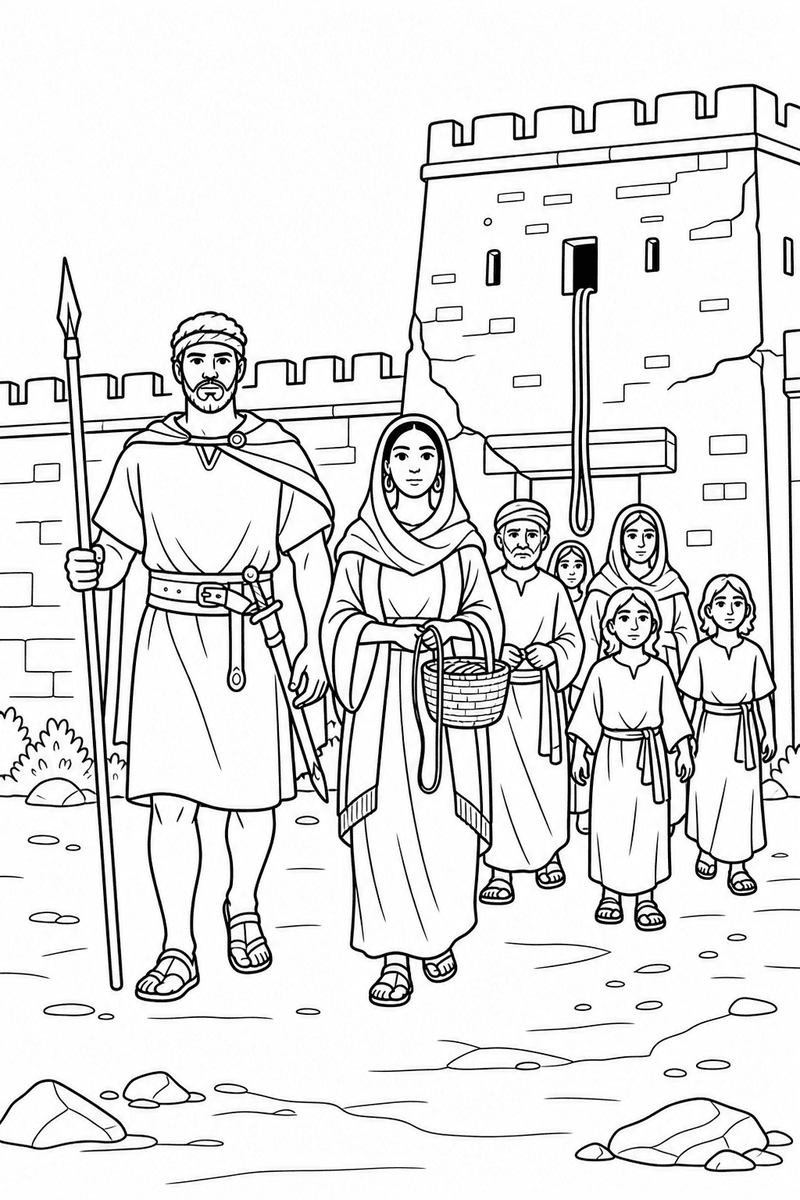 Joshua and the Walls of Jericho coloring page 3