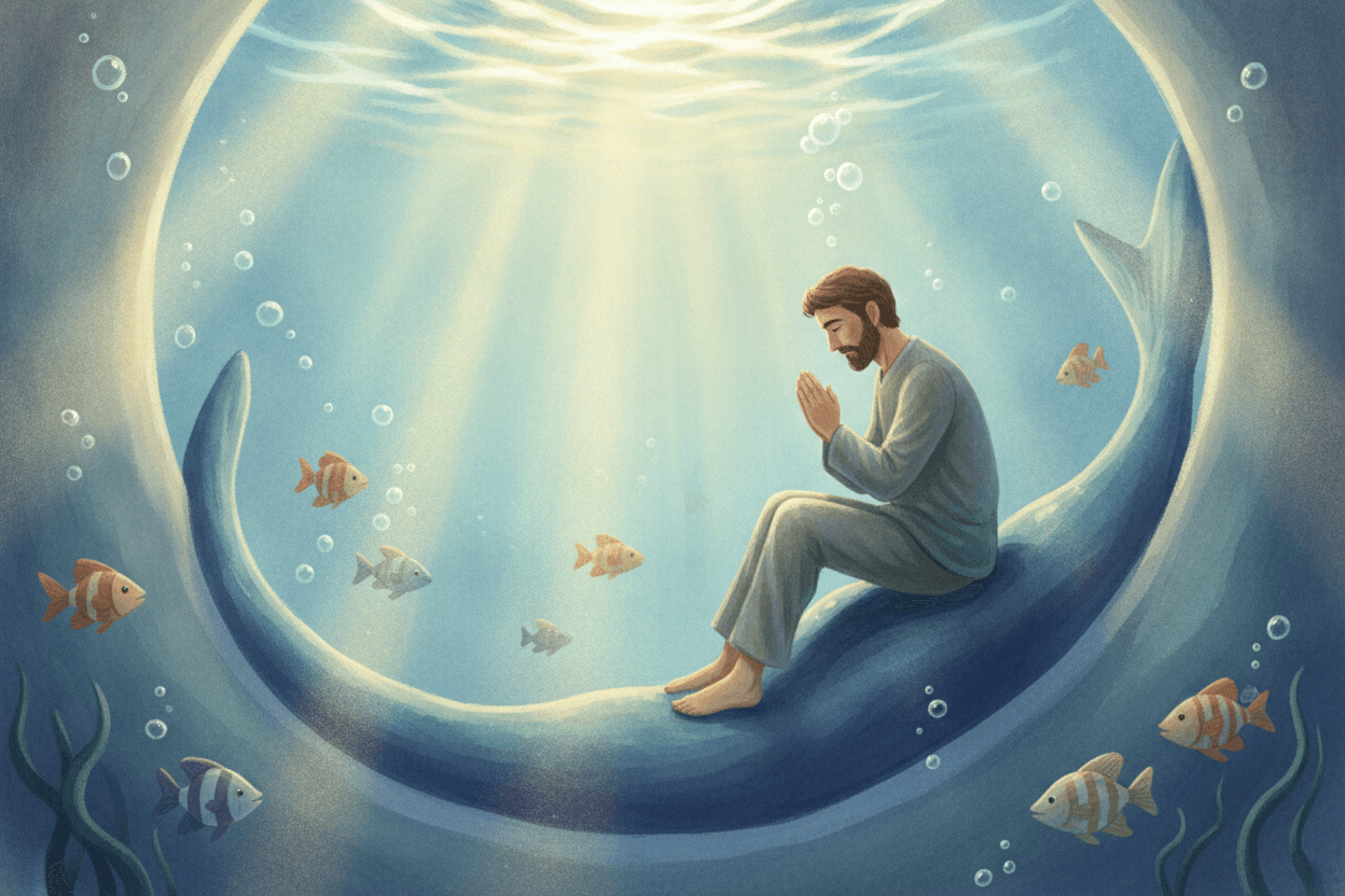 The Fish Was a Place to Stop, Pray, and Turn Around — illustration for BibleHeroes blog