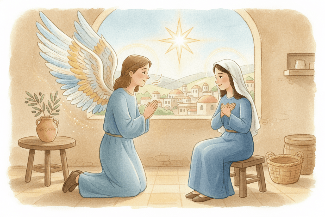 What Gabriel Told Mary About Jesus — illustration for BibleHeroes blog