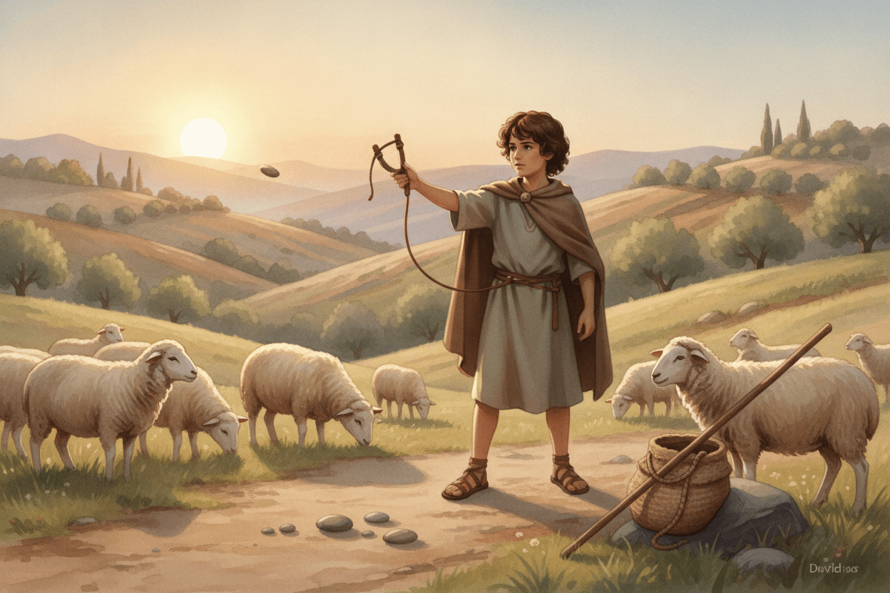 What the Stones Reveal About David’s Preparation — illustration for BibleHeroes blog