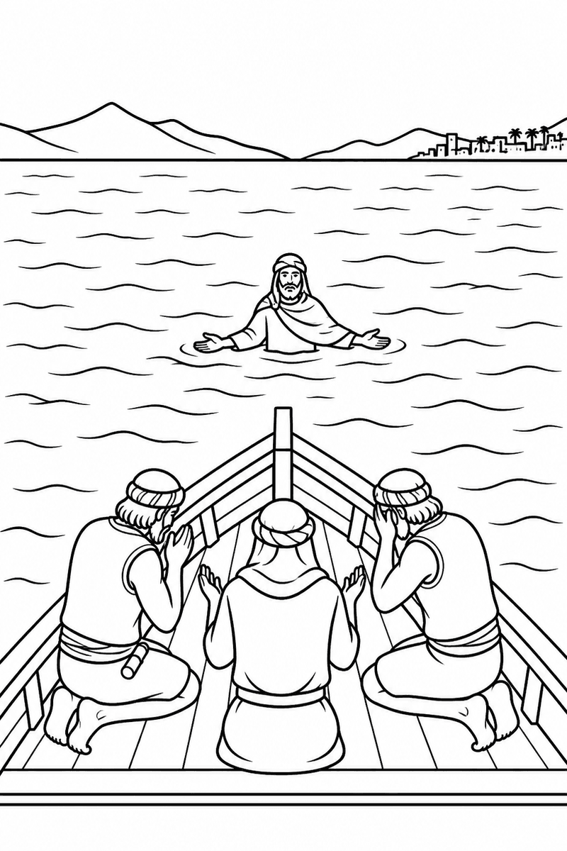 Jonah and the Fish coloring page 2