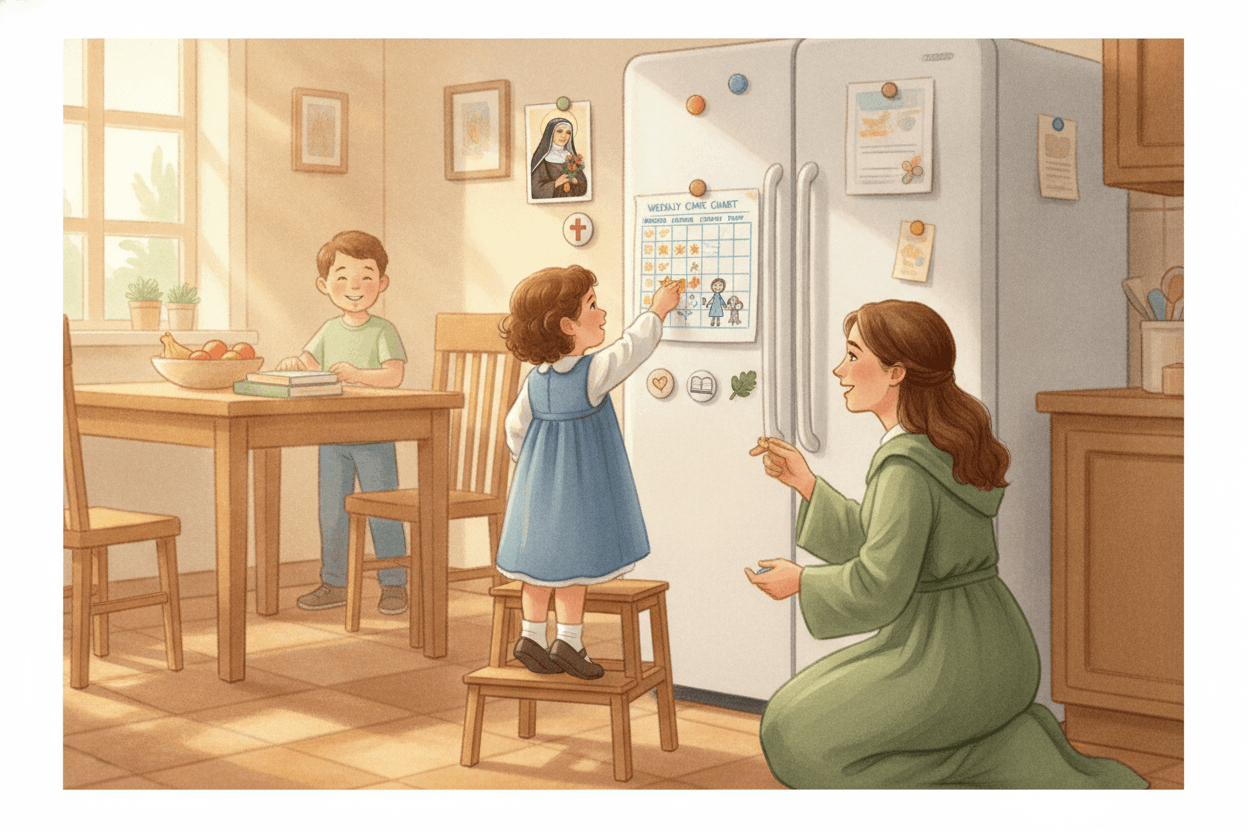 The Five-Minute Saint of the Week Rhythm — illustration for BibleHeroes blog