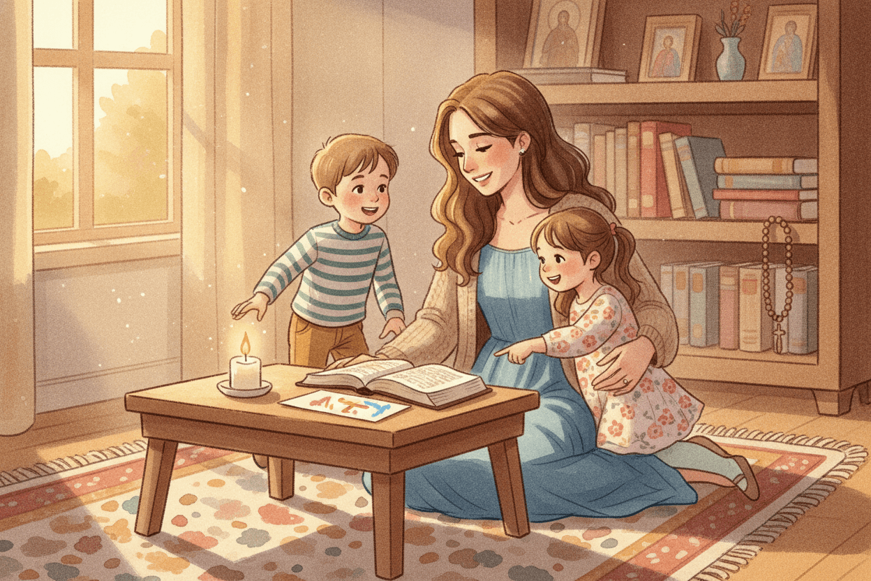 Keep the Family Prayer Routine Short, Steady, and Real — illustration for BibleHeroes blog