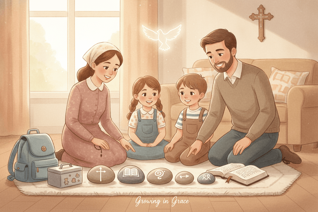 Pack Five Practical Stones for the School Day — illustration for BibleHeroes blog