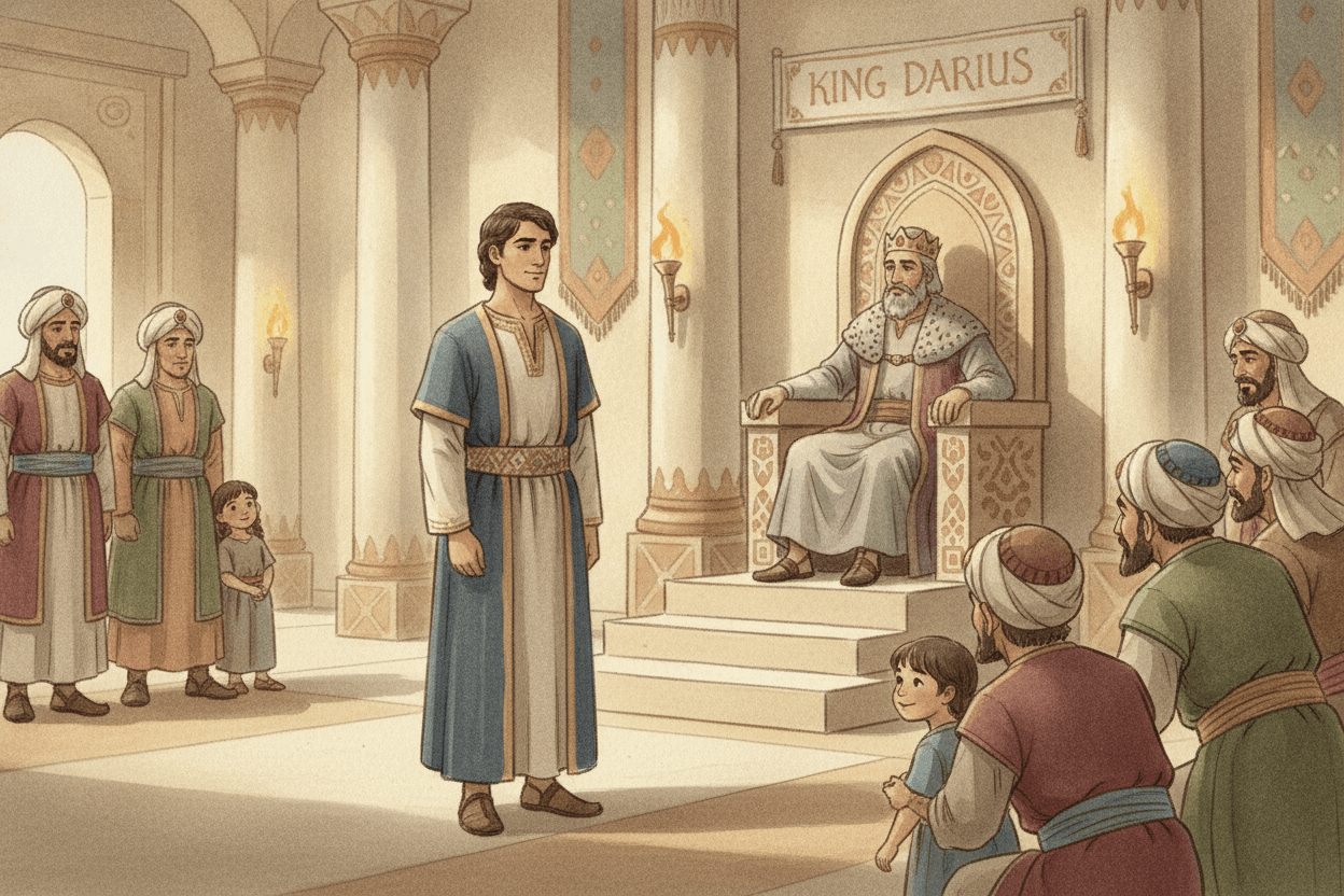 Daniel 6 in One Clear Retelling — illustration for BibleHeroes blog