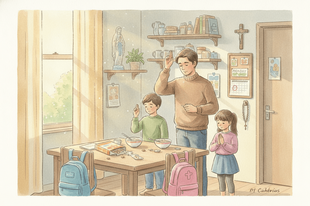 Morning: Offer God the Day Before Everyone Scatters — illustration for BibleHeroes blog