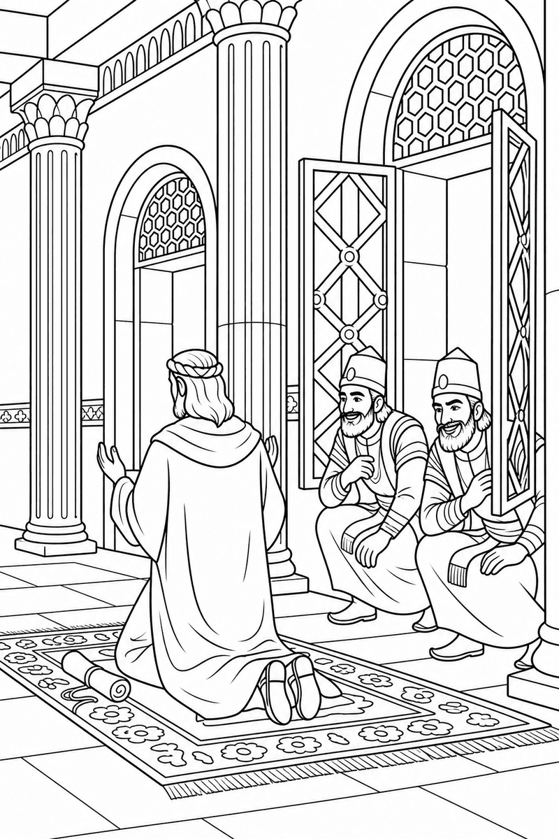 Daniel in the Lions' Den coloring page 2