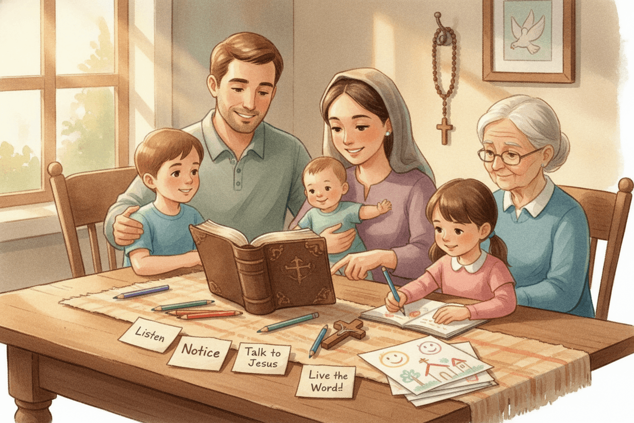 What Family Lectio Divina Is—and Is Not — illustration for BibleHeroes blog