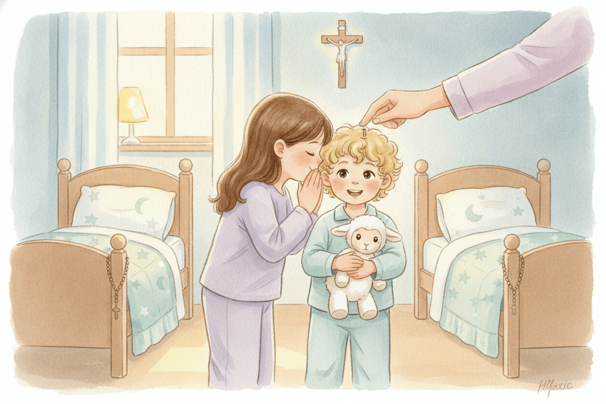 A simple Catholic night-prayer script to use tonight — illustration for BibleHeroes blog