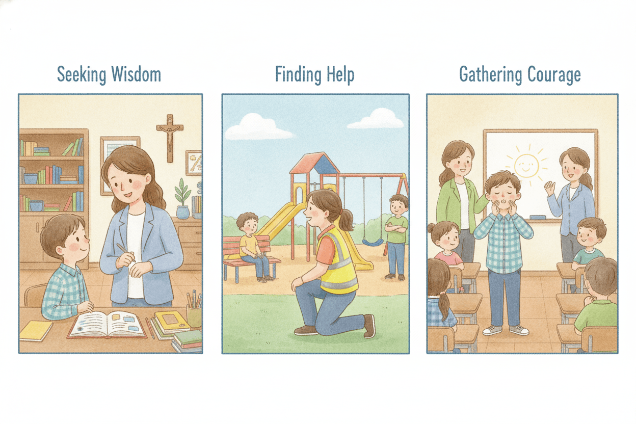 Conversation Scripts for Three School Fears — illustration for BibleHeroes blog