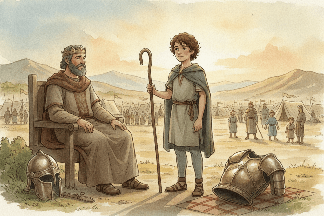 David’s Courage Was Trust, Not Bravado — illustration for BibleHeroes blog