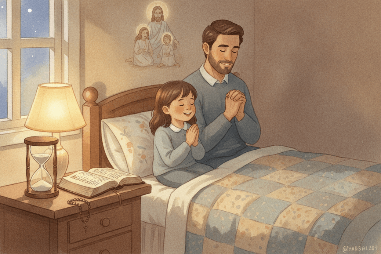 Use a 30-Second Listening Prayer at Bedtime — illustration for BibleHeroes blog
