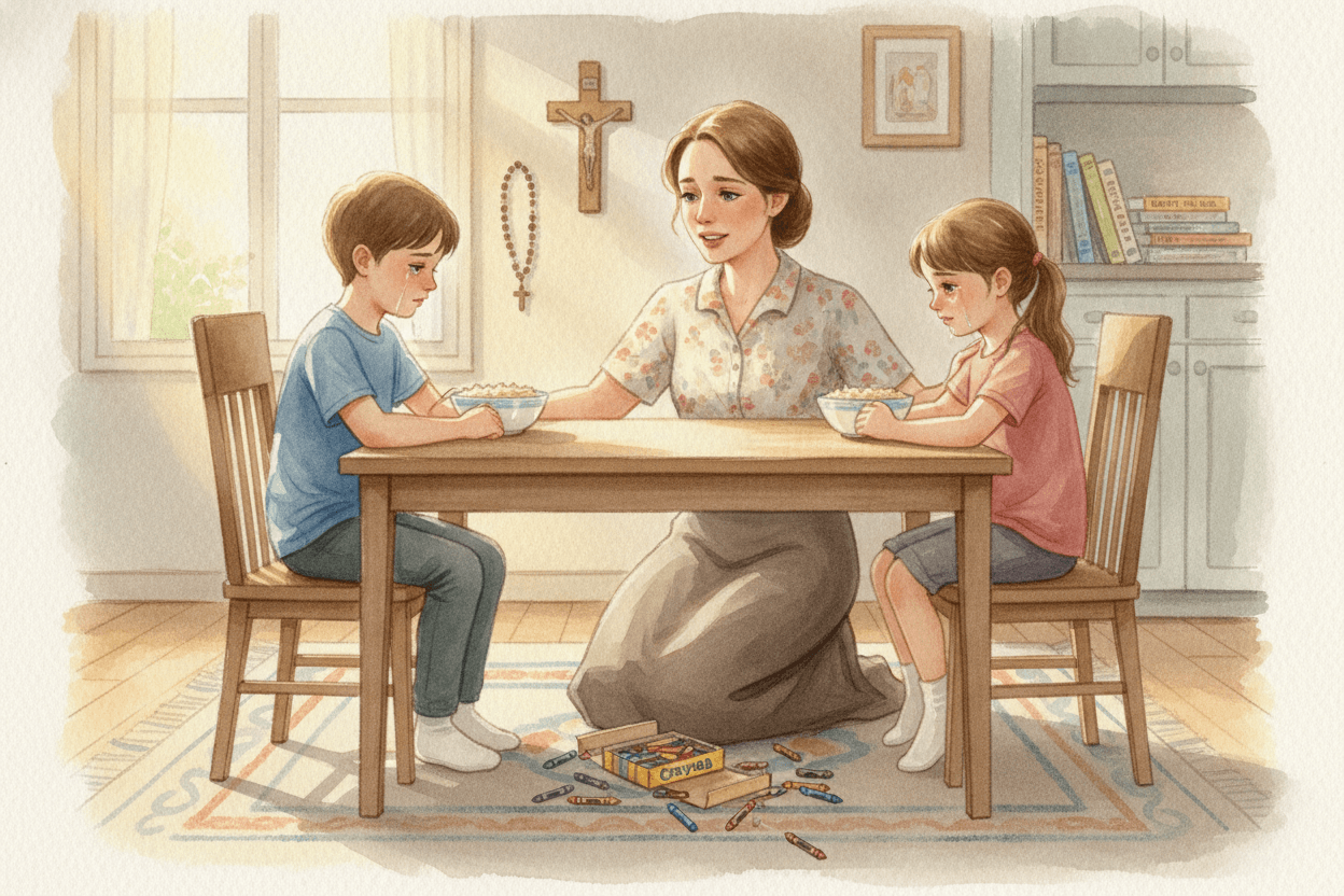 Why Forgiveness Belongs at the Family Table — illustration for BibleHeroes blog